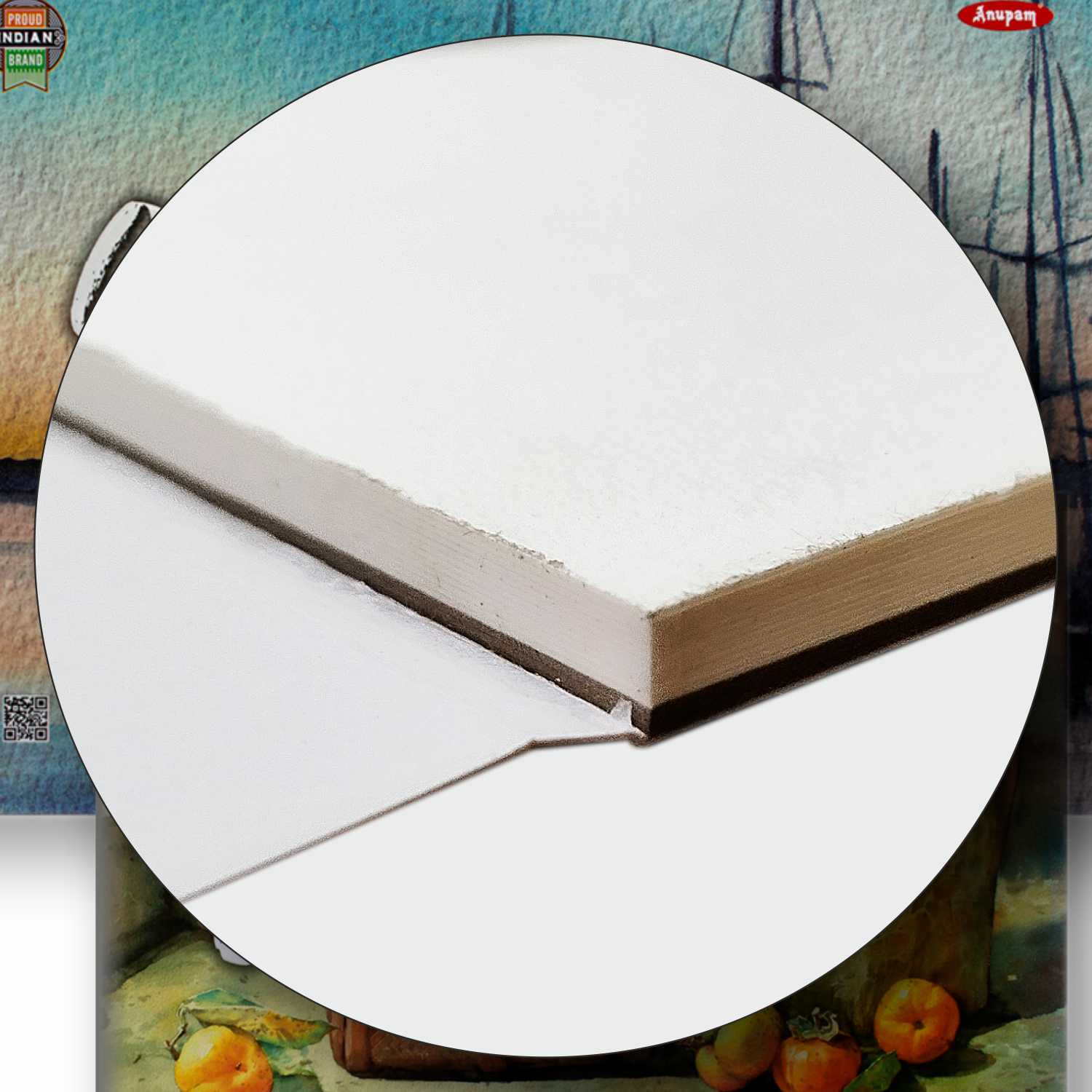 Anupam Water colour Paper Pad 100% Cotton -Acid Free - Hot Pressed - Pad - 15 Sheets - 250 GSM